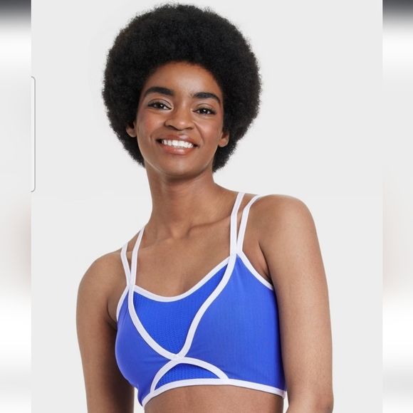 Women's Contrast Trim Layered Bralette - Colsie Stunning Blue S - Picture 1 of 11
